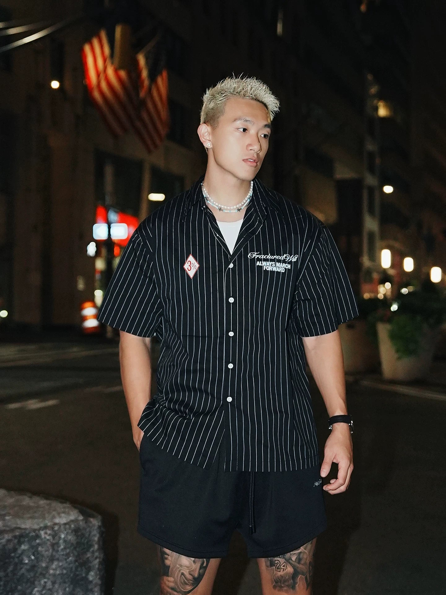 OOTC Vintage Vertical Striped Short Sleeve Shirt