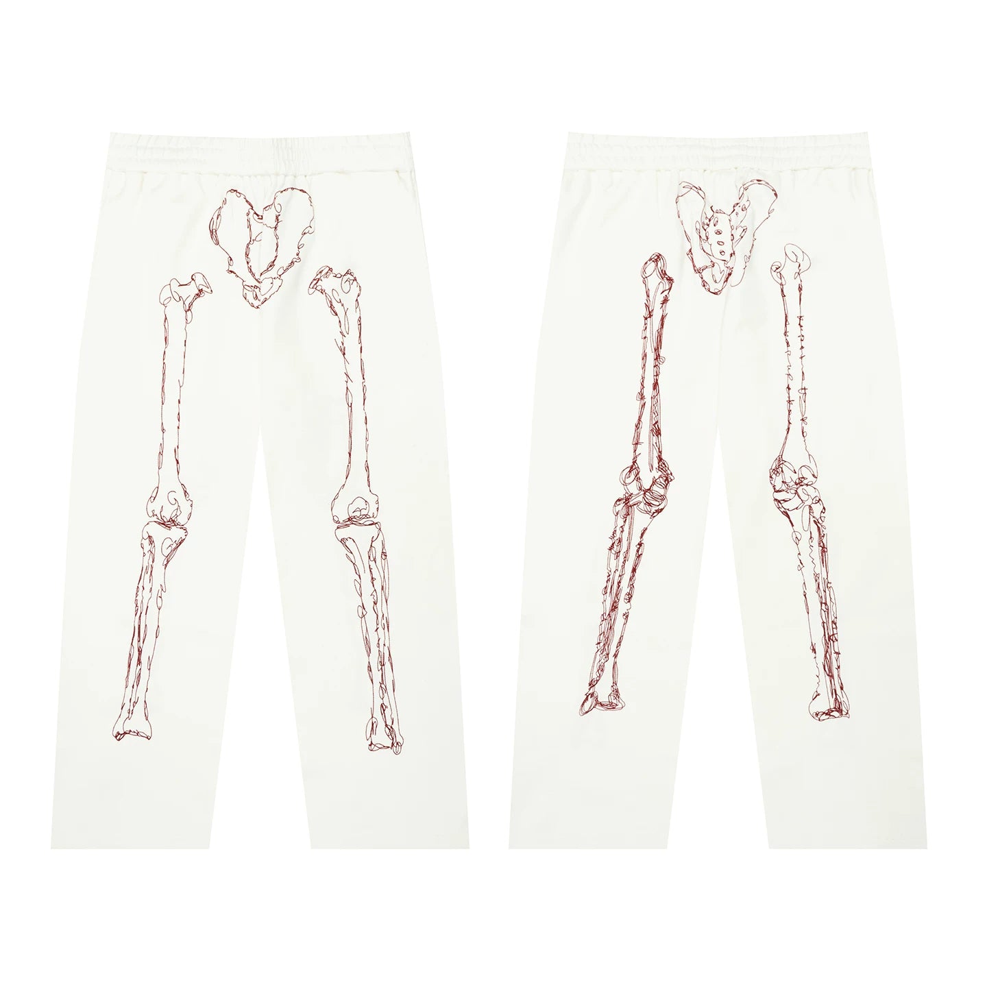 GRAF Abstract Line-Drawn Skeletal Figures 400g Wide-Leg Sweatpants