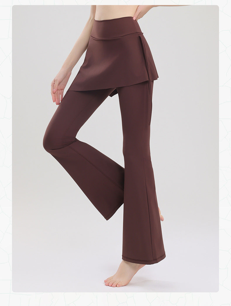 TIANQINGSE Fake Two-piece Side Drawstring Skirt Curtain Hip Cover Micro-pull Pants