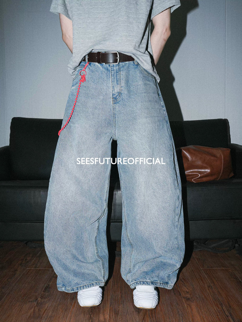 Seesfuture Versatile Floor-mopping Wide-leg Jeans
