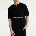 SINONOME Twisted Cable Knit Breathable Relaxed Henley Tee