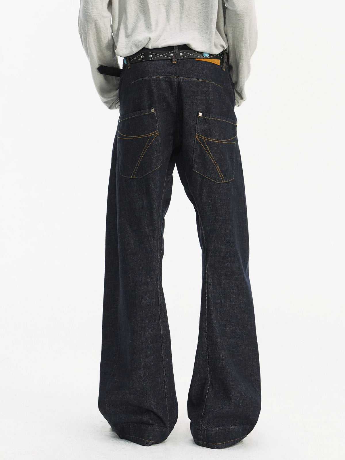 TAICHIISM Mottled Raw Denim Engineer Slim-Fit Trousers