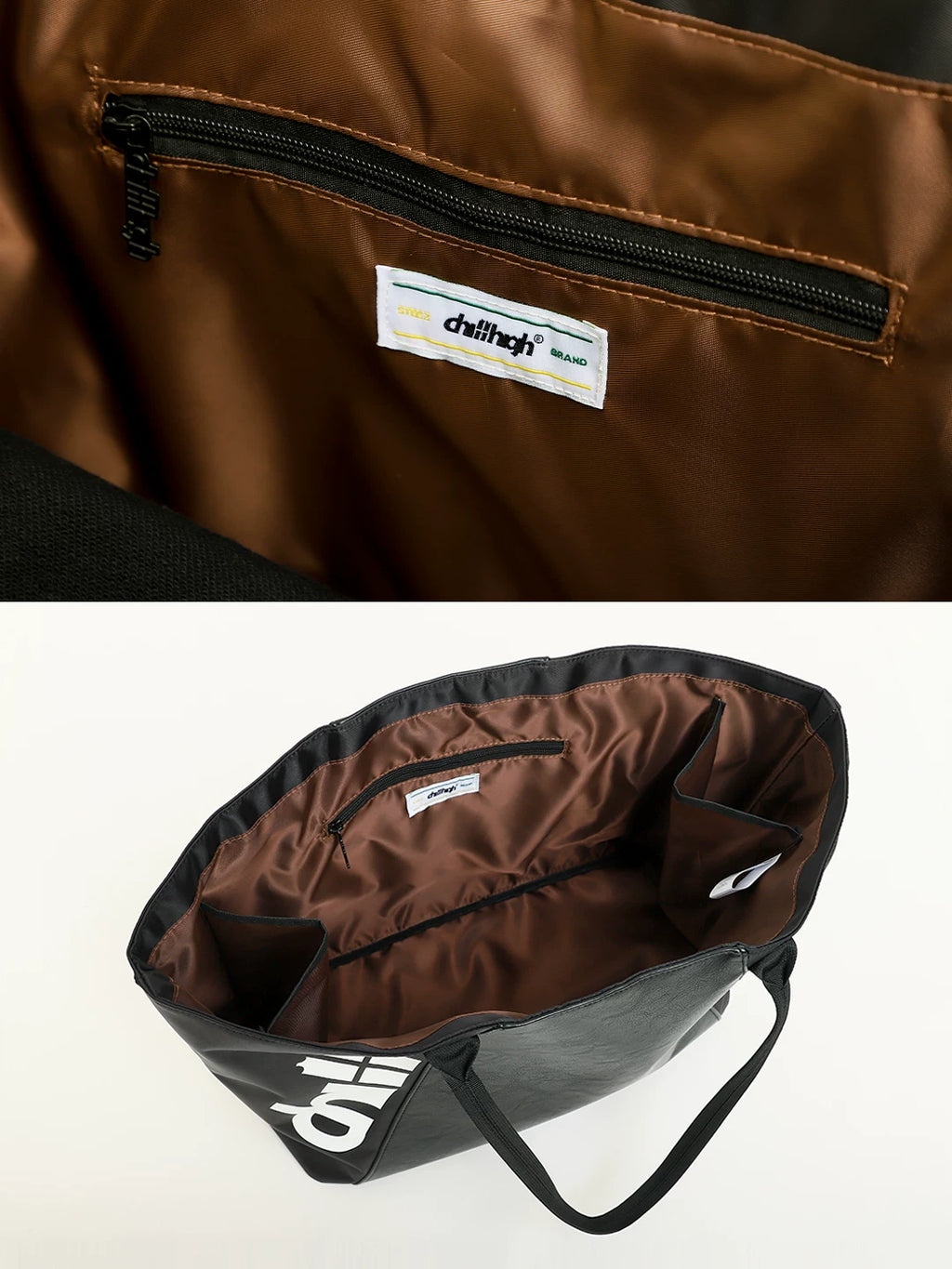 ChillHigh Leather Splicing Loose Atmosphere Shoulder Bag