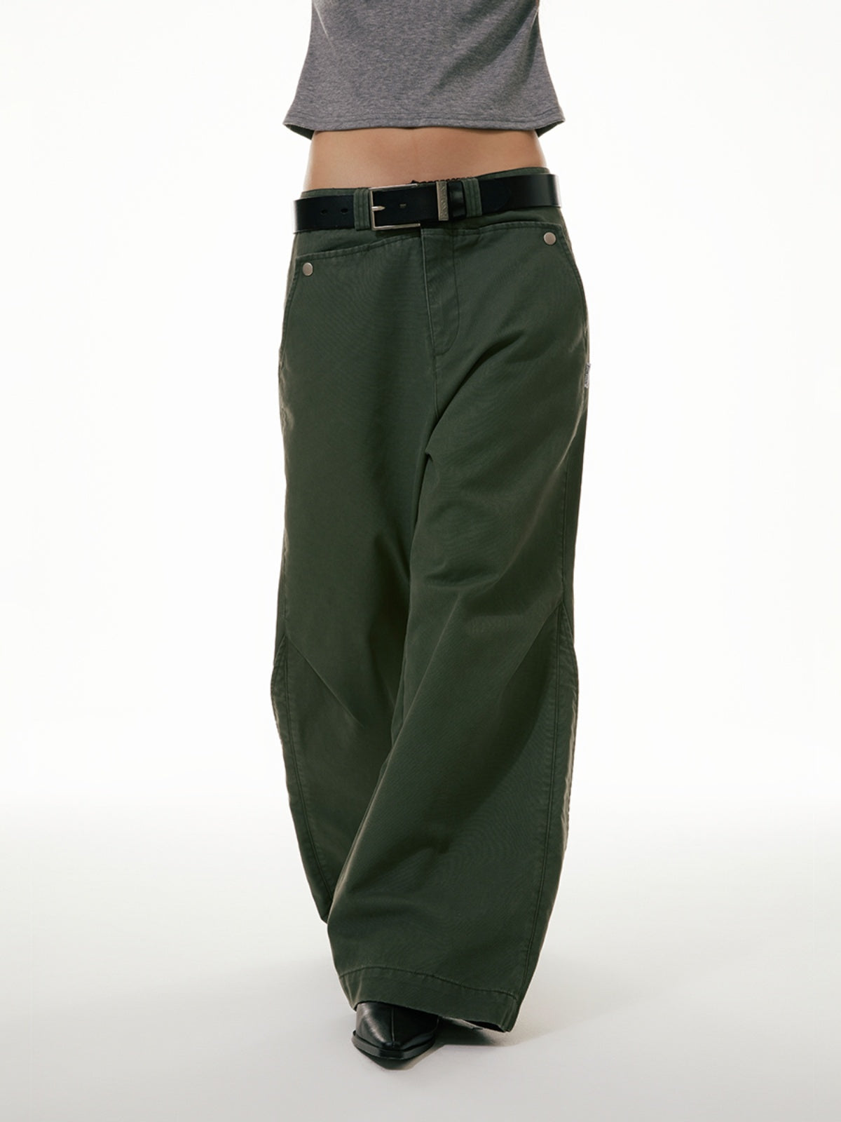 FUNKYFUN Bead Sail Wide-leg Straight Tooling Slacks