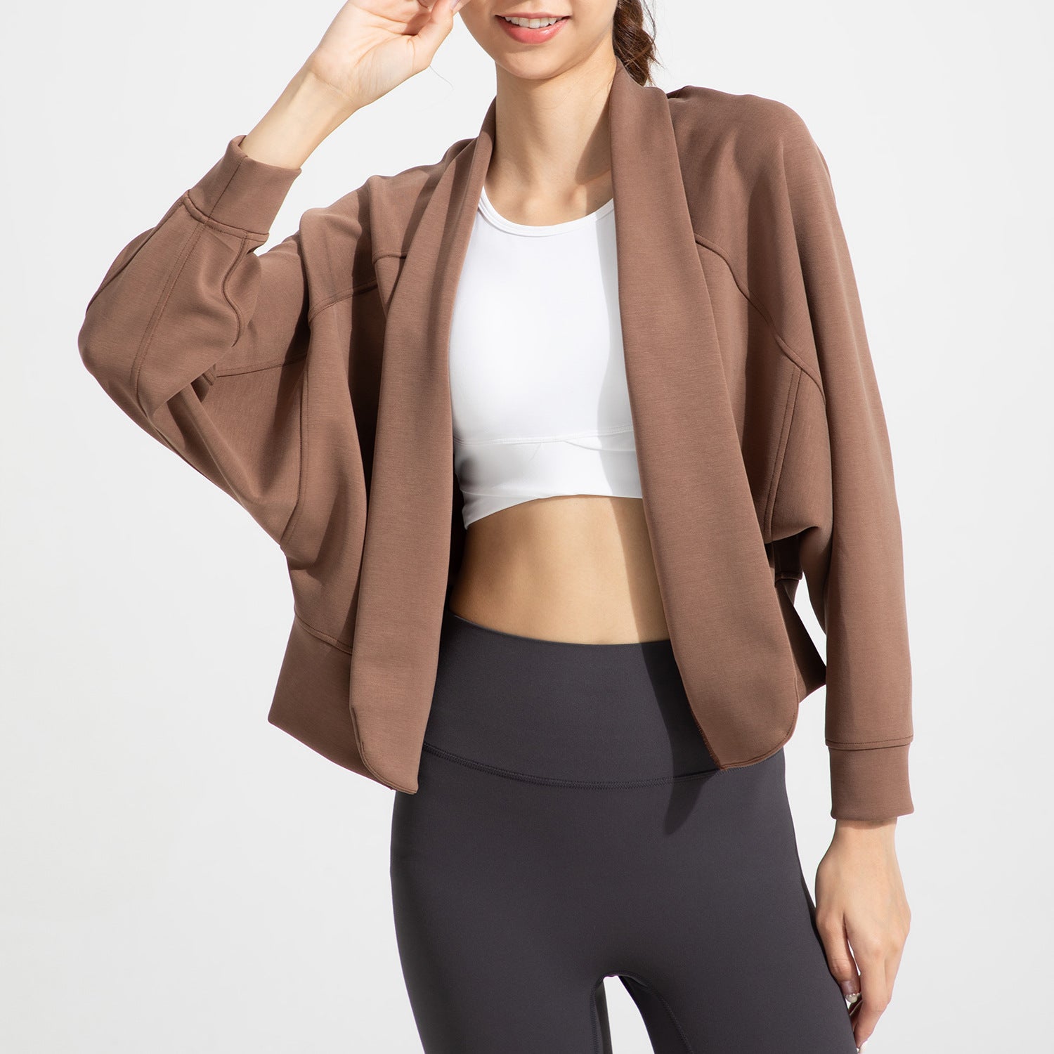 Athena Lulu Nude Loose Cardigan Yoga Suit