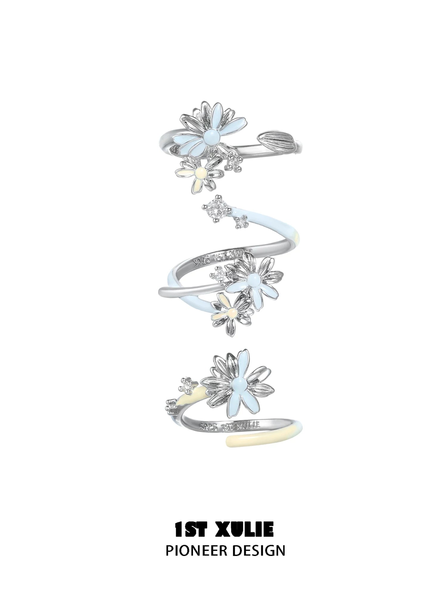 1ST XULIE Sterling Silver Daisy Open Ring