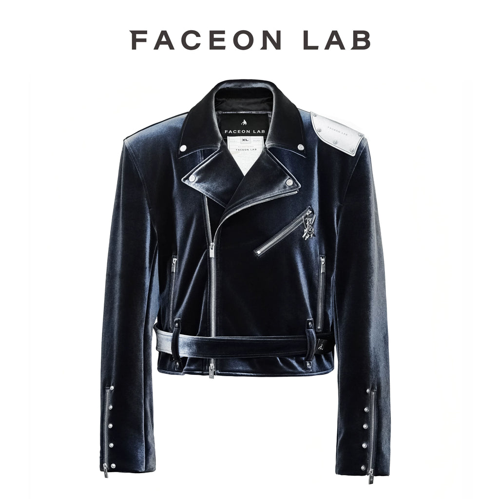 FACEON LAB Smoky Gray Velvet Cropped Jacket
