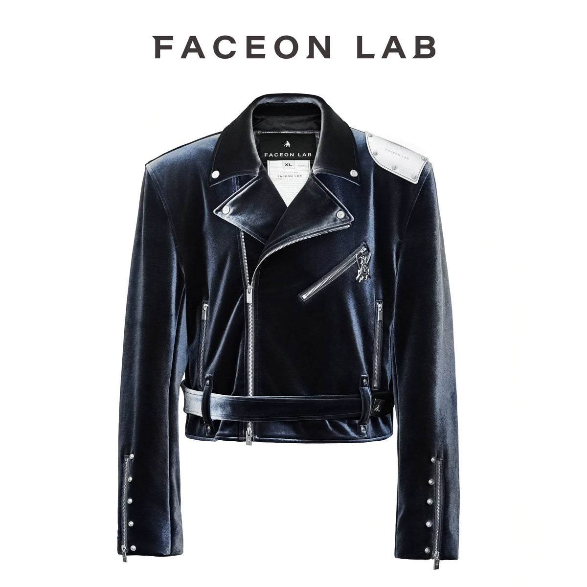 FACEON LAB Smoky Gray Velvet Cropped Jacket