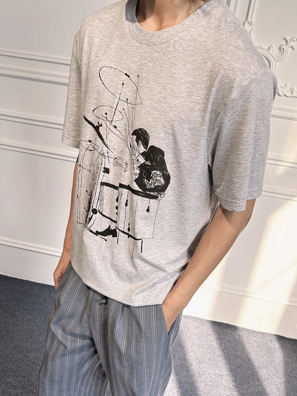 SOUTH FISH Drummer Print 220g Breathable Relaxed Fit Tee