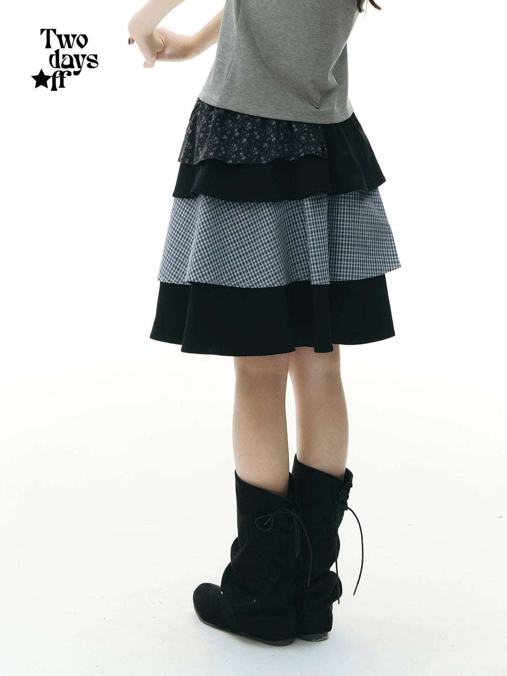 Two days off lab Low-Waist A-Line Tiered Plaid Mini Skirt