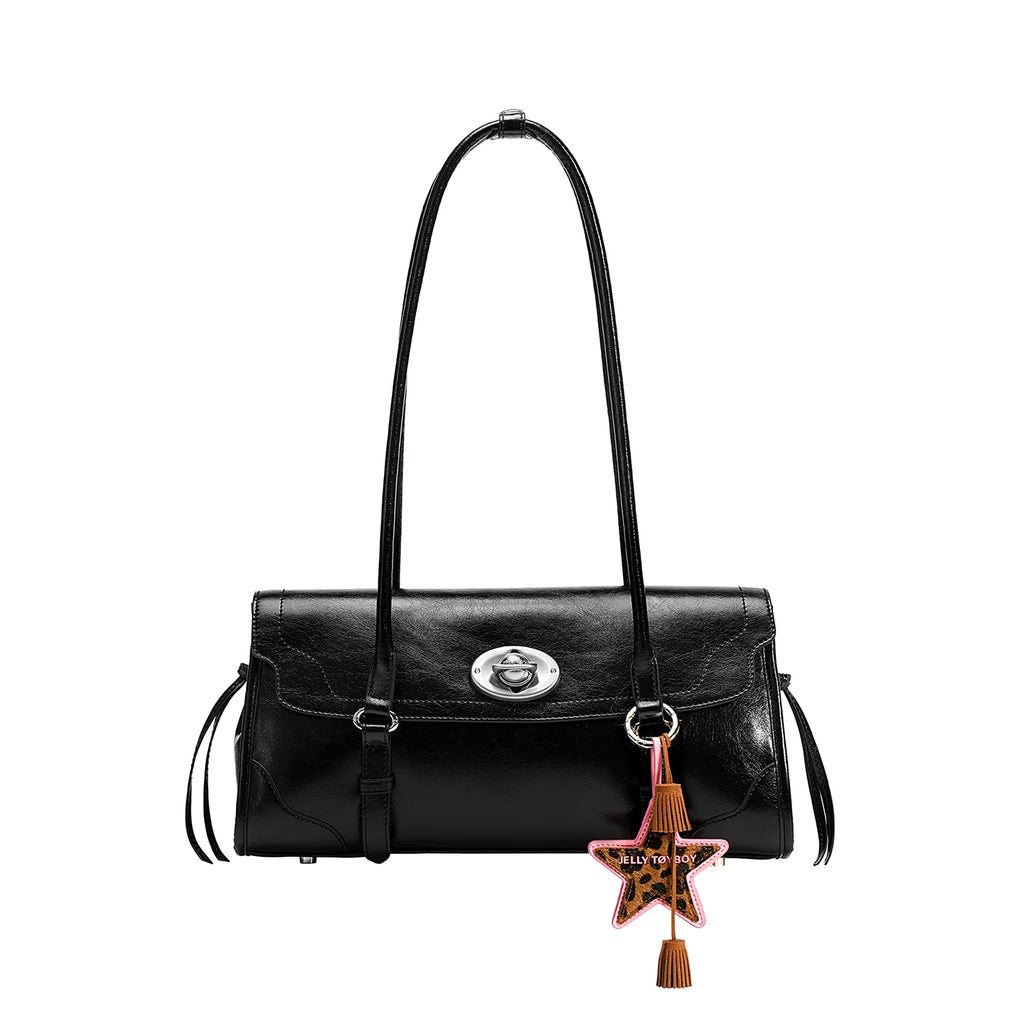 JELLY TOYBOY Black Faux Leather Buckle Underarm Bag