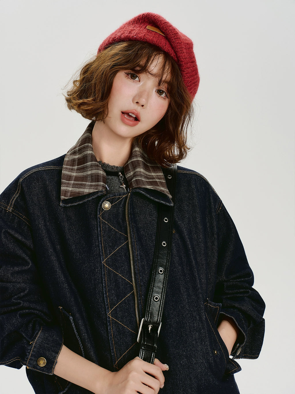 Girlyhalo Vintage Spliced Denim Jacket