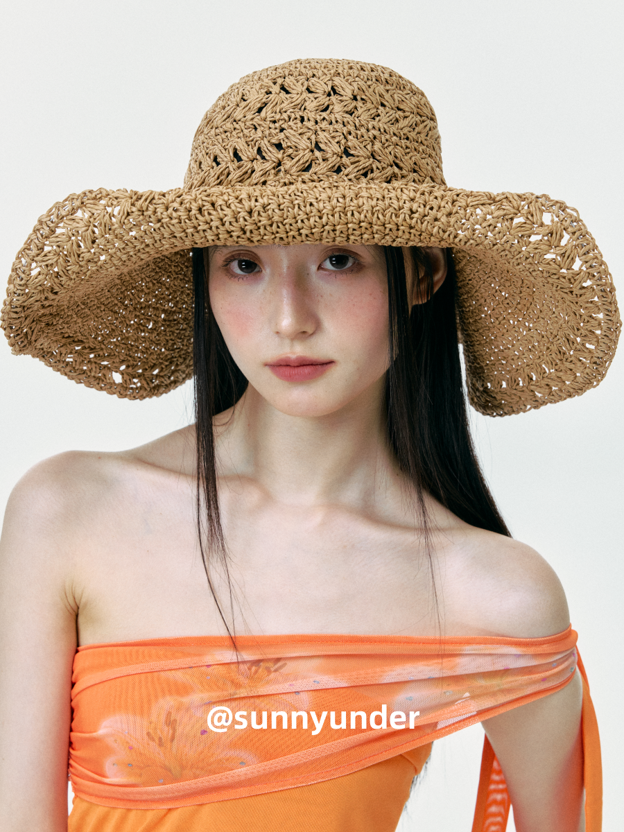 Sunnyunder Rollable Large Brim Breathable Straw Hat