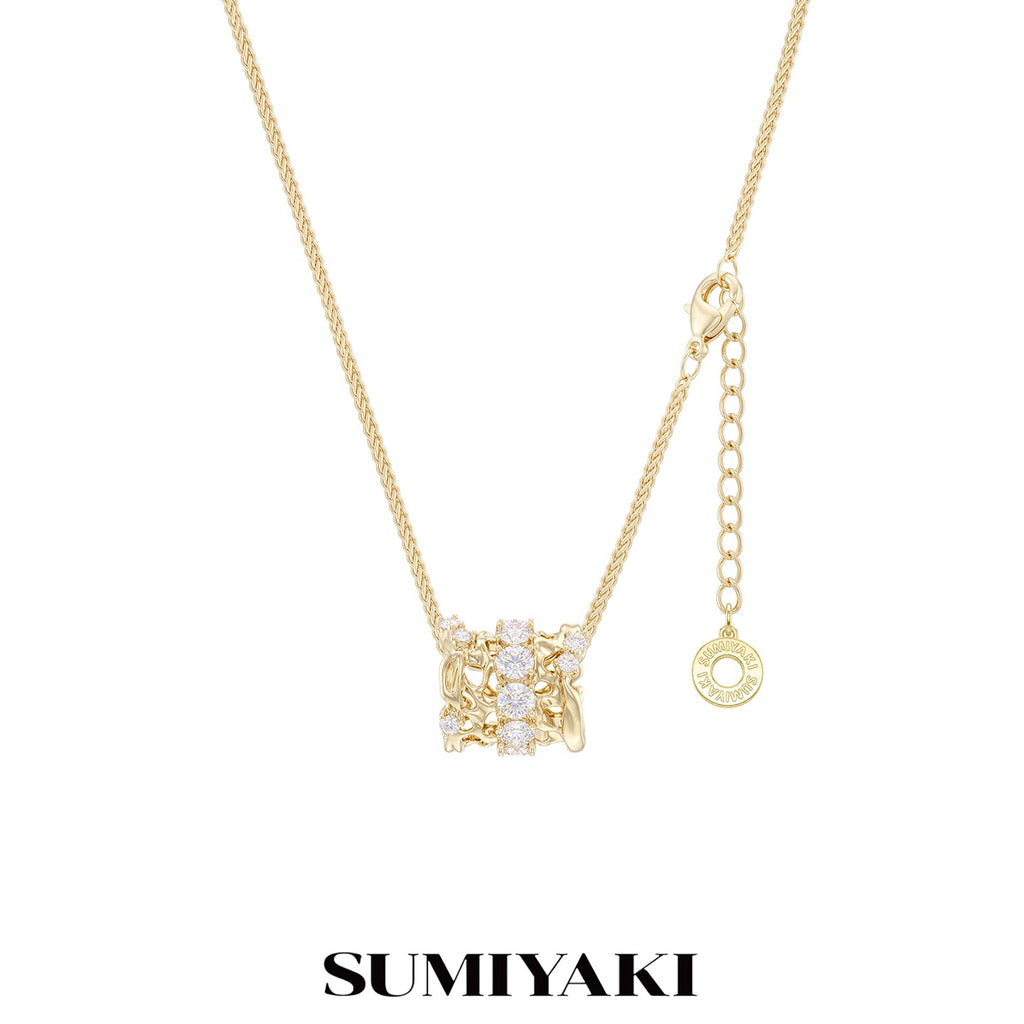 SUMIYAKI Diamond Pendant Rotating Bead Slider Necklace