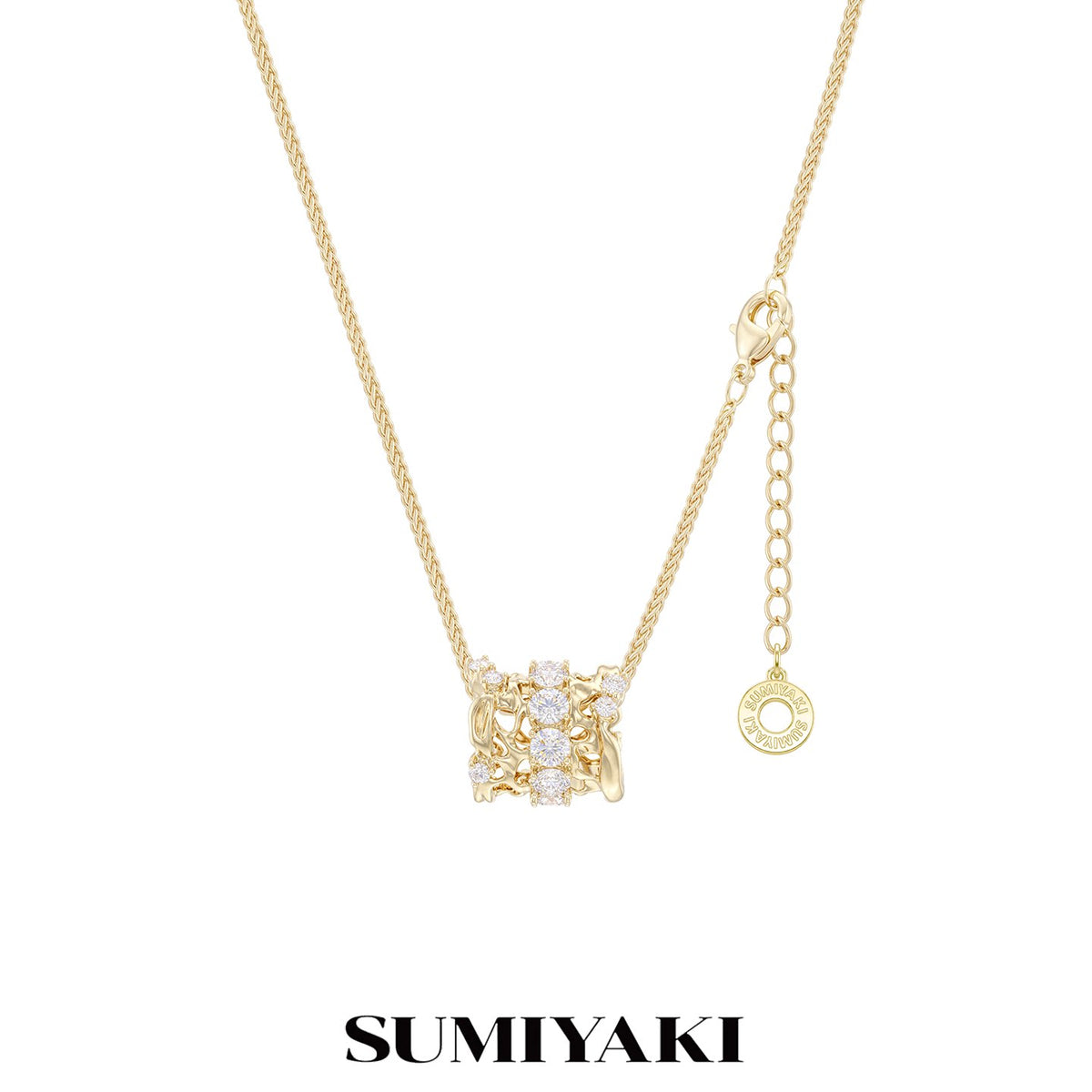 SUMIYAKI Diamond Pendant Rotating Bead Slider Necklace