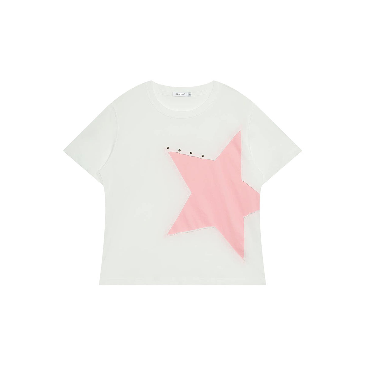 FUNKYFUN Five-Point Star Rhinestone Drop-Shoulder Tee