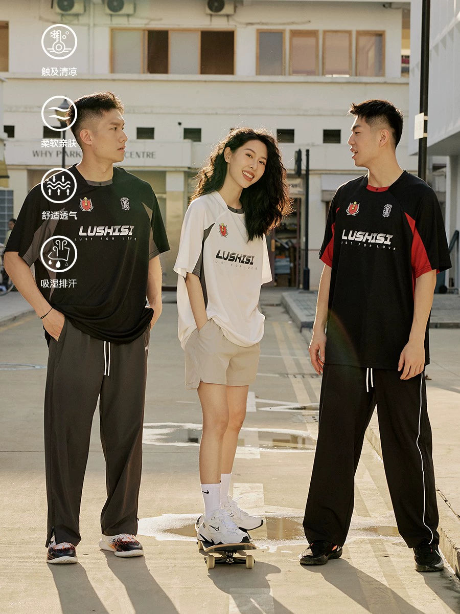LUSHISI Quick-drying Splicing Retro Tee