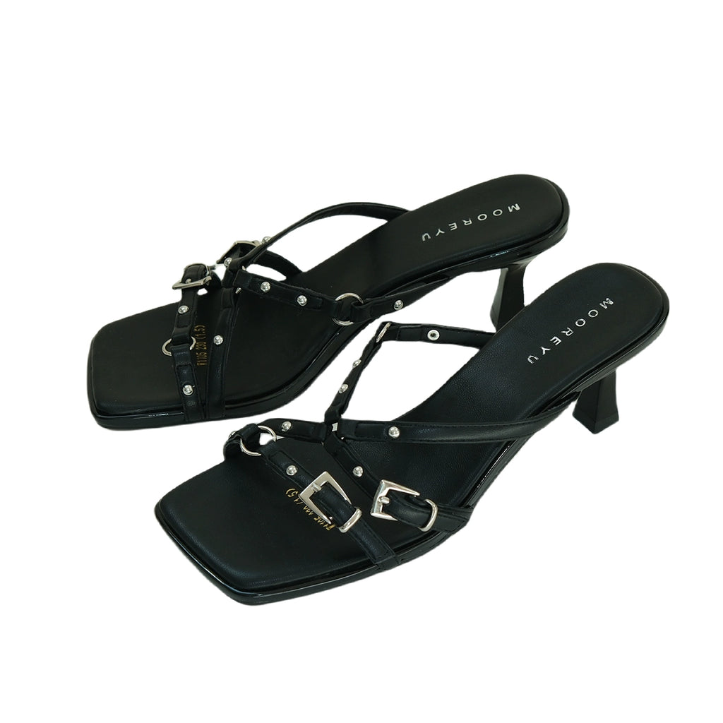 Mooreyu Open-toed Evening Breeze with Thin Heels and Cool Slippers