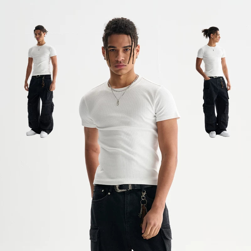 FIVE MEN 220g Stretch Slim Fit Cropped Tee