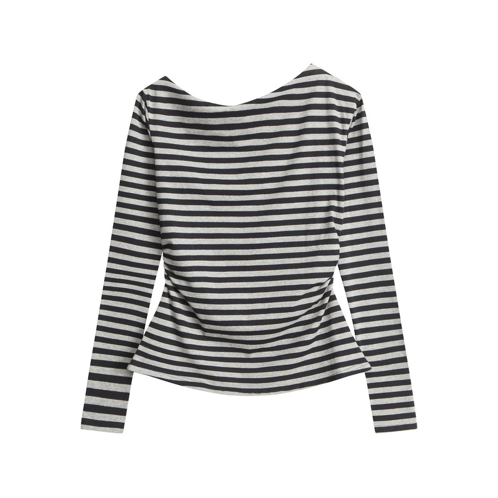 Nariele Slant Shoulder Off-Shoulder Long Sleeve
