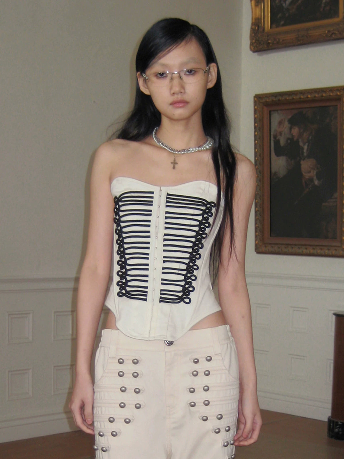 FayChui Baroque Court Cropped Corset Top