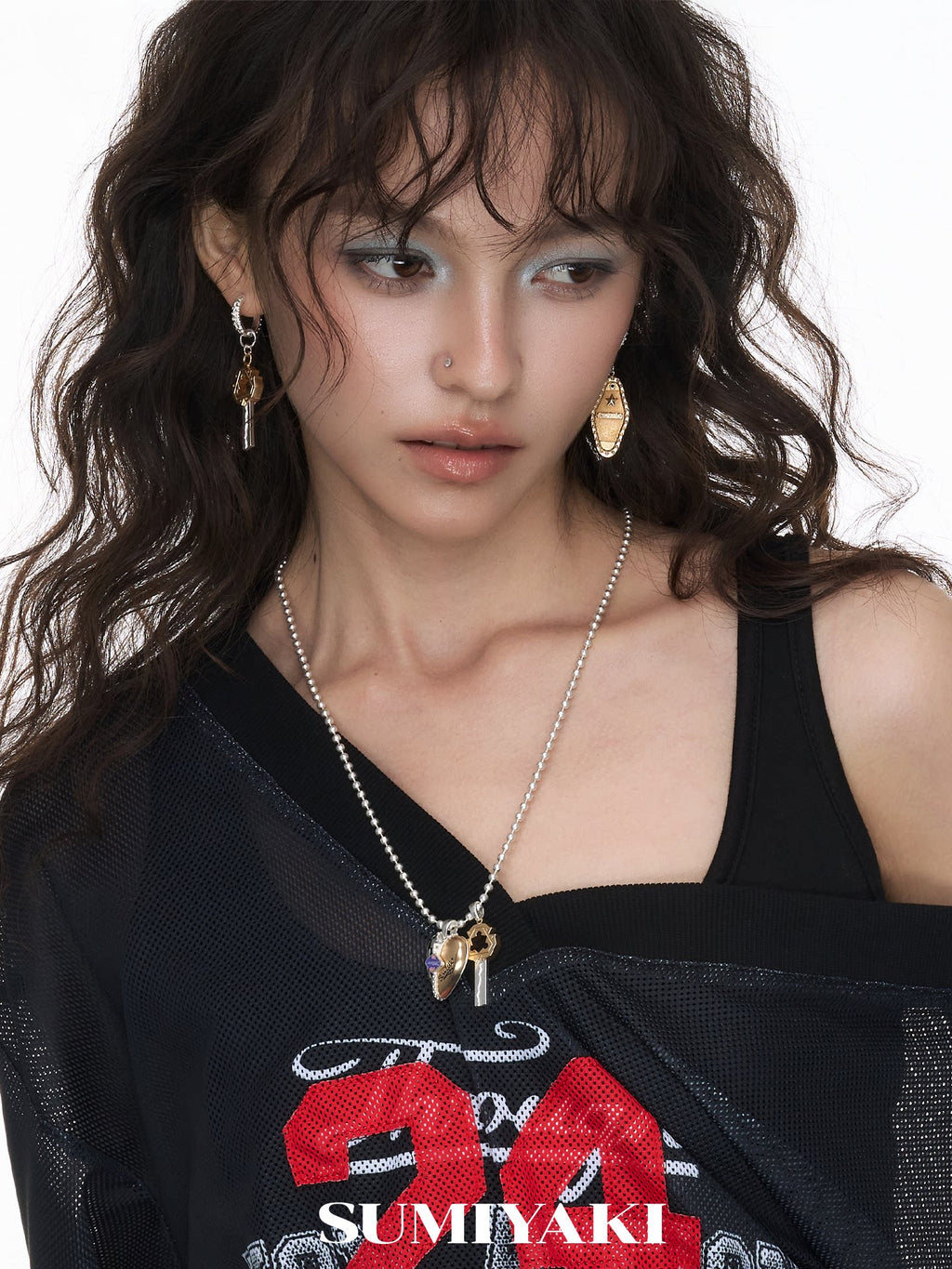 SUMIYAKI Heart Layered Retro Y-Chain Necklace