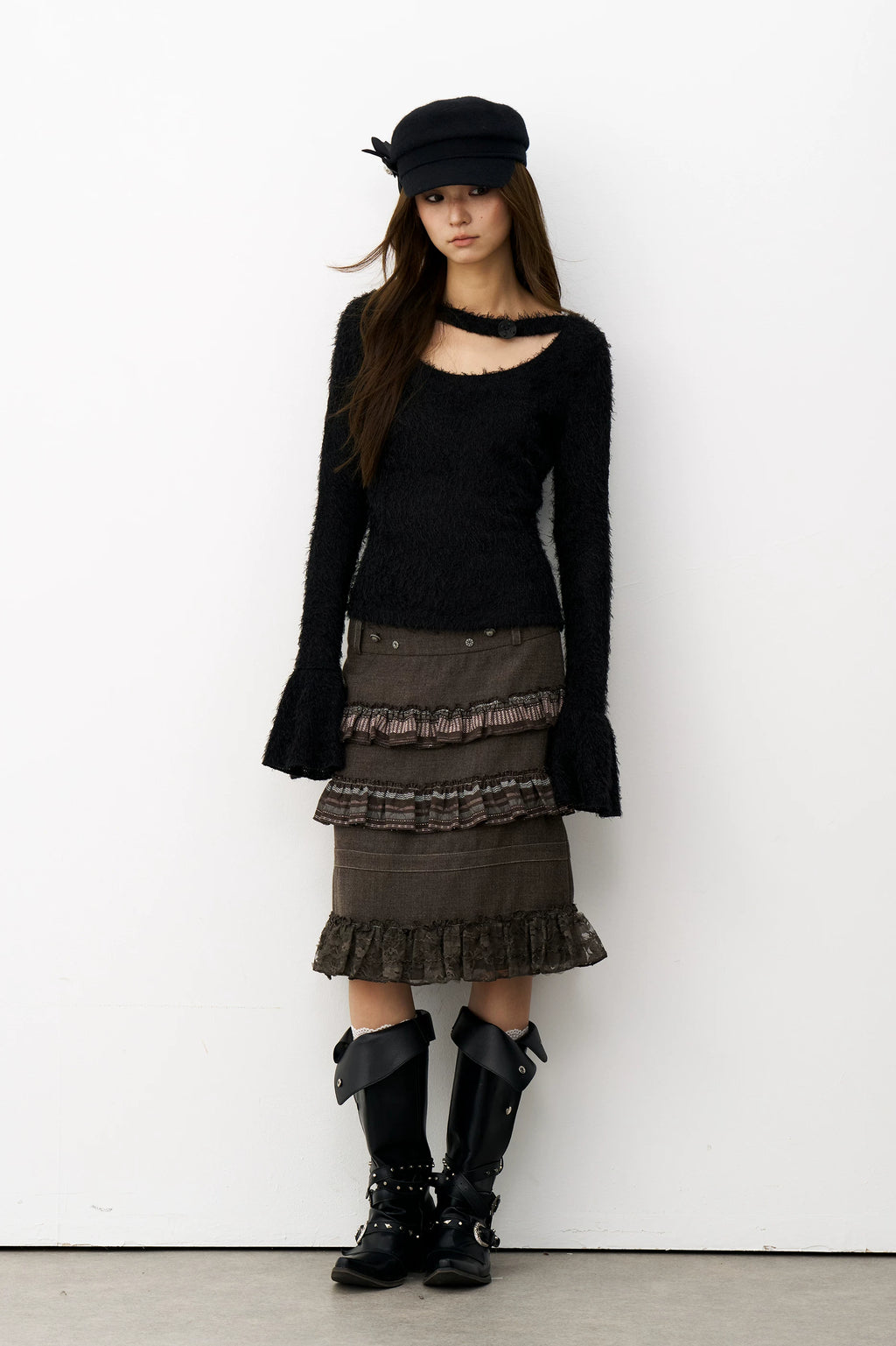 THELIGHT Three-dimensional Flower Wool Woolen Beret