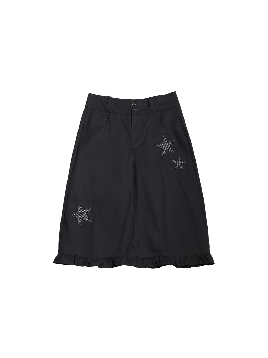 Two days off lab Star Patch 100% Cotton Breathable High-Waist A-Line Mini Skirt