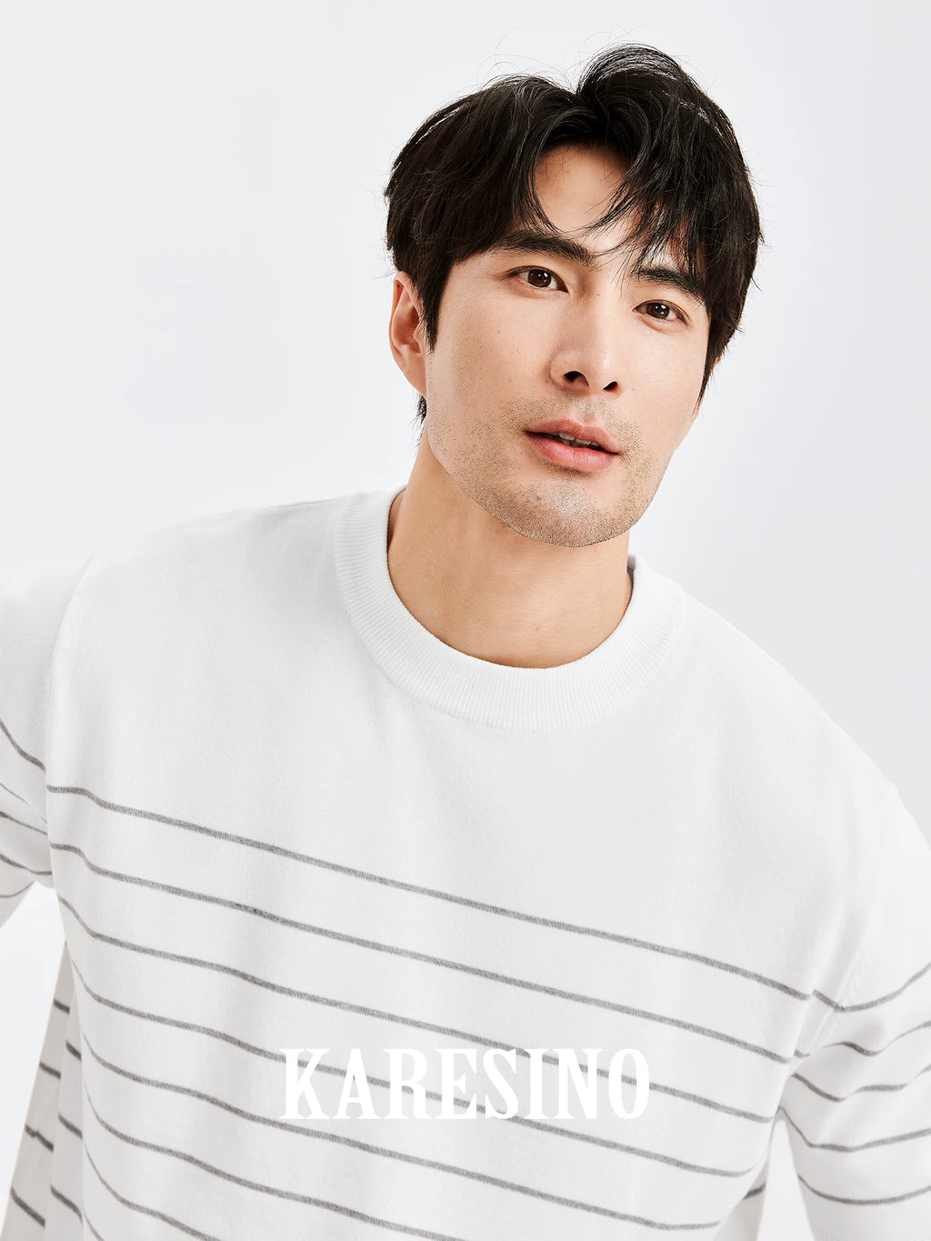 KARESINO Striped Cool-Touch Slim Fit Tee