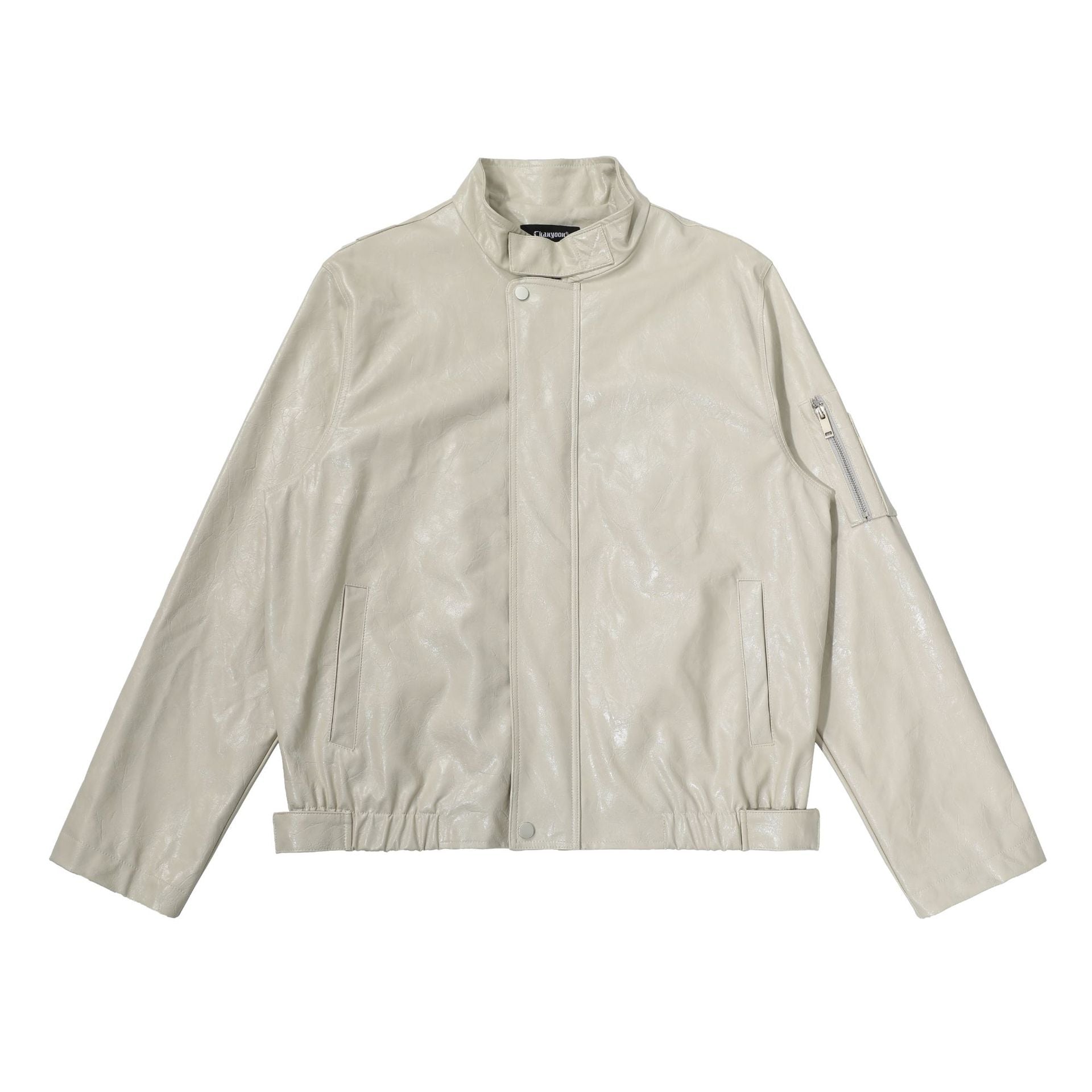 CHANYOOU Vintage Stand-up Collar Leather Jacket
