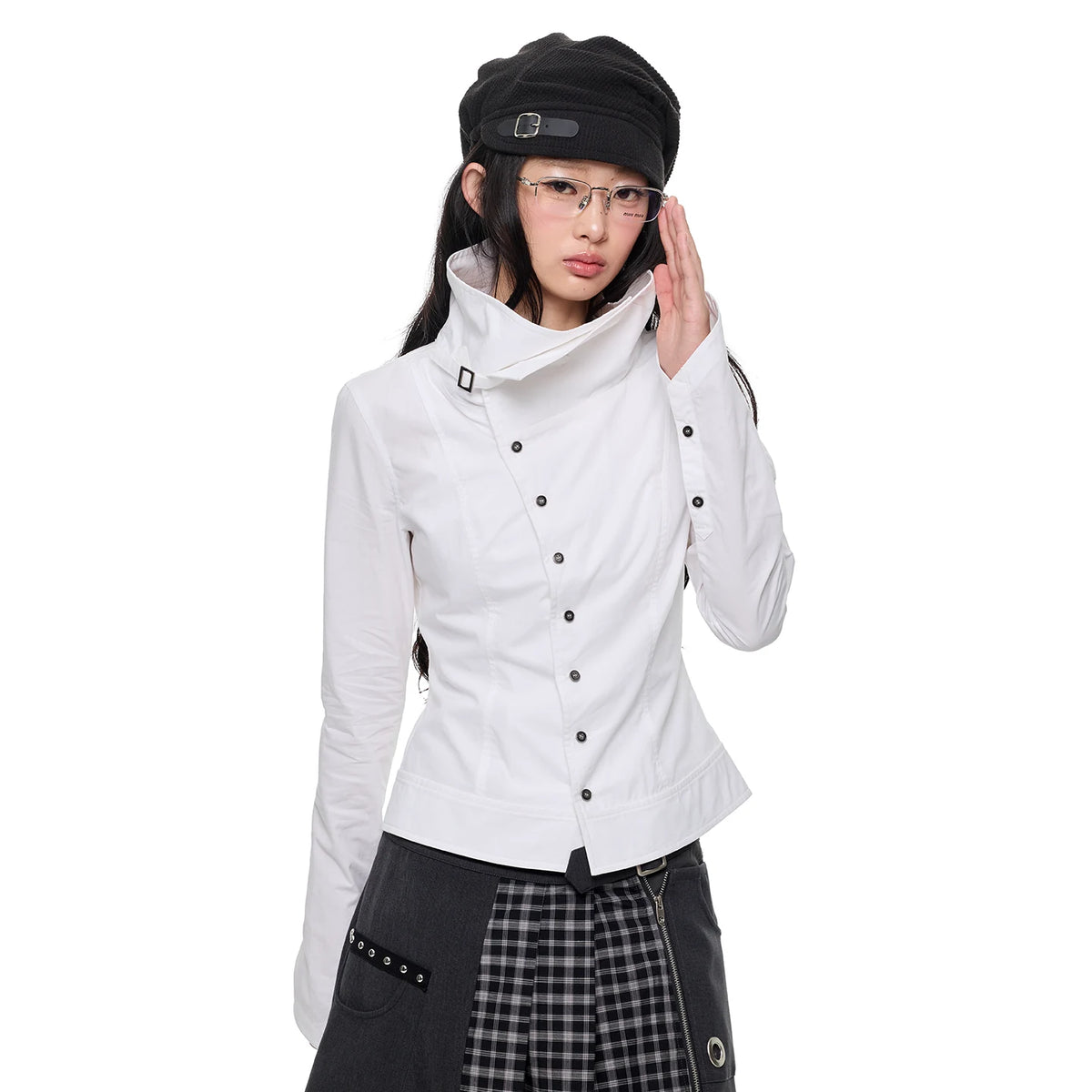 JIKOO Faust Asymmetric Zip Cropped Jacket