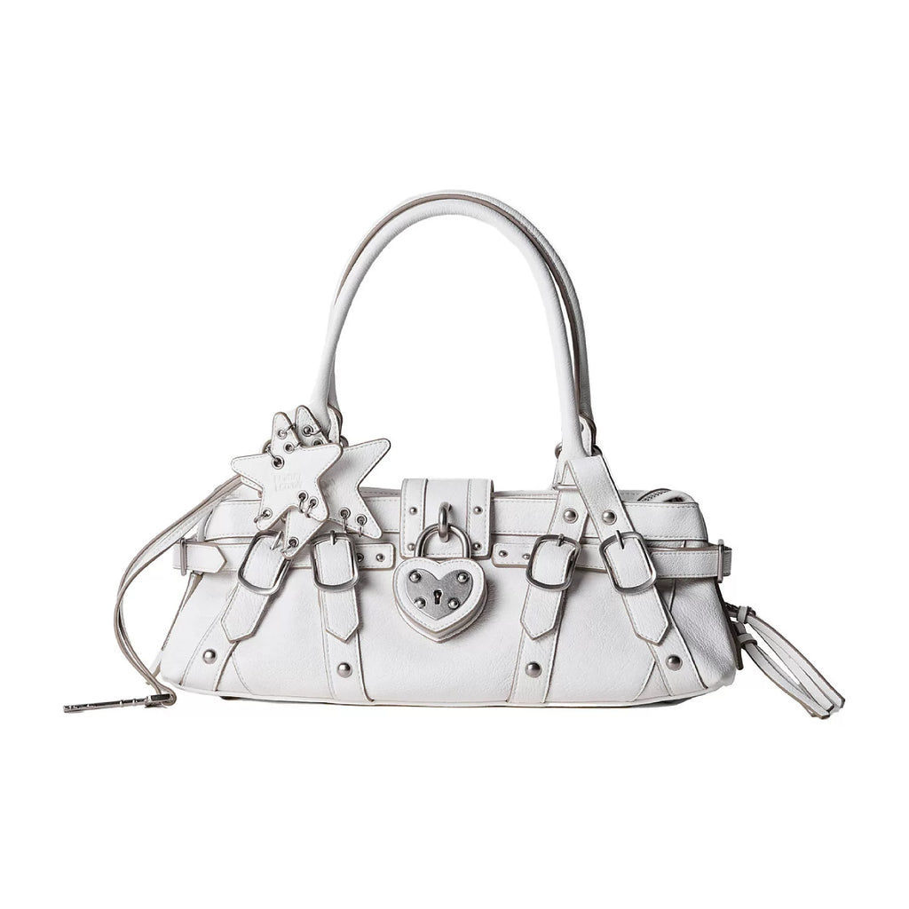 ECODAY Pearl White Faux Leather Zip-Top Crossbody Bag