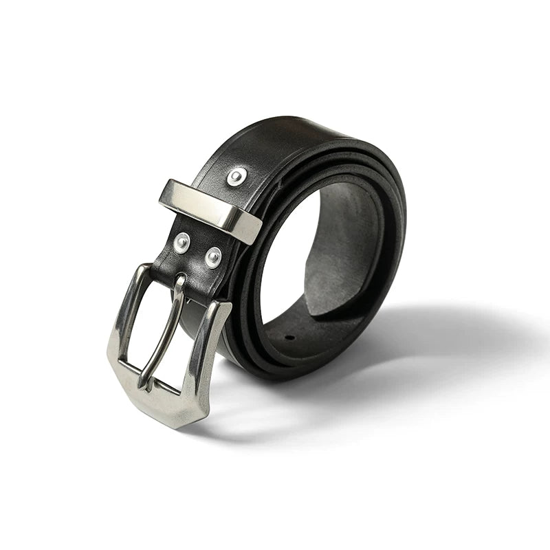 Mbbcar Vintage Full-Grain Leather Pin Buckle Belt