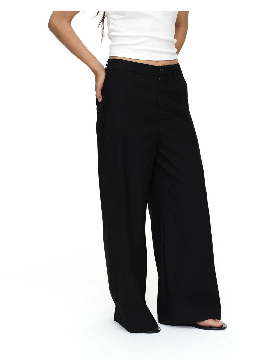 Oinimi One Piece Button Loose Straight Trousers Removable Skirt