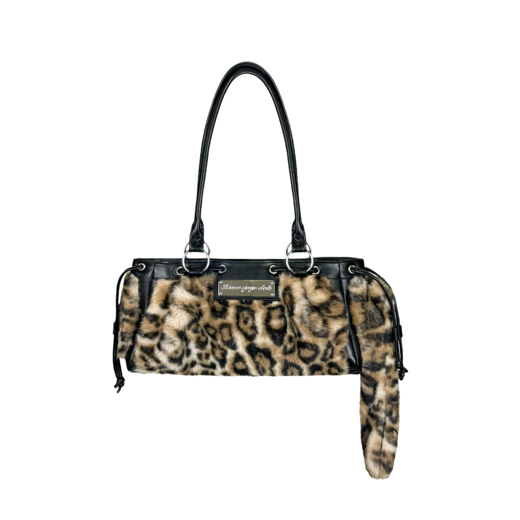 SAUCE Leopard Print Faux Leather Zip-Top Underarm Bag