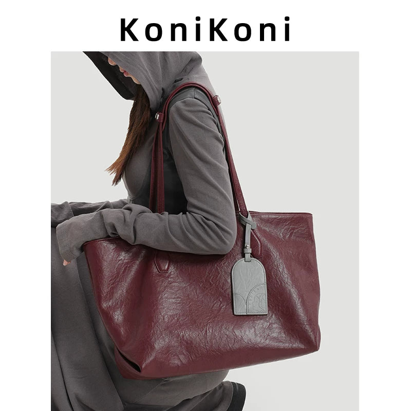KoniKoni Niche Large Capacity Premium Textured Shoulder Bag