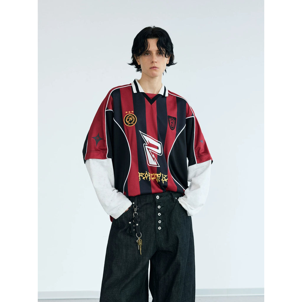 PEOPLESENSE Color-Block Racing 260g Quick-Dry Loose Long-Sleeve Tee