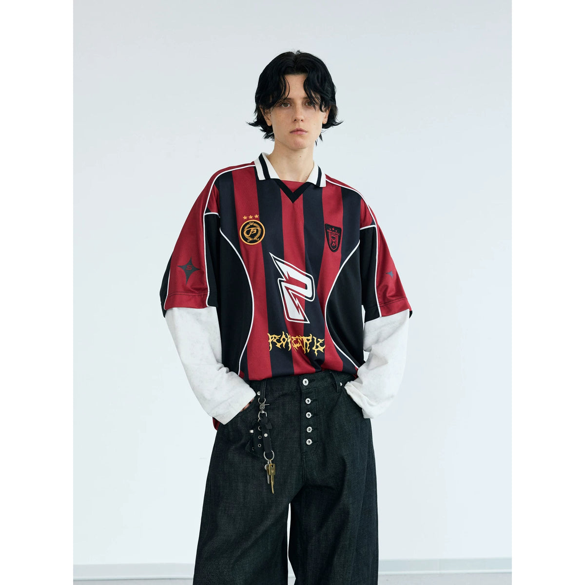 PEOPLESENSE Color-Block Racing 260g Quick-Dry Loose Long-Sleeve Tee