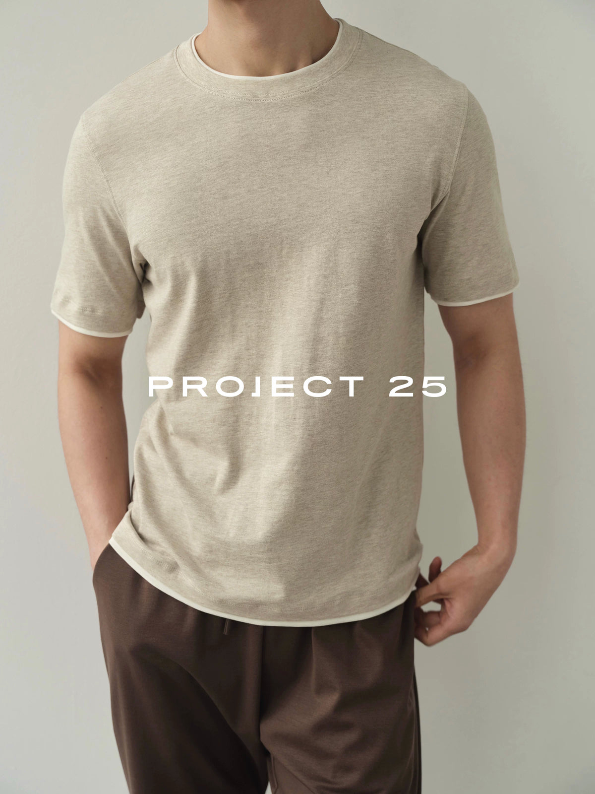 PROJECT 25 Color-Block 100% Cotton Breathable Crew Neck Tee