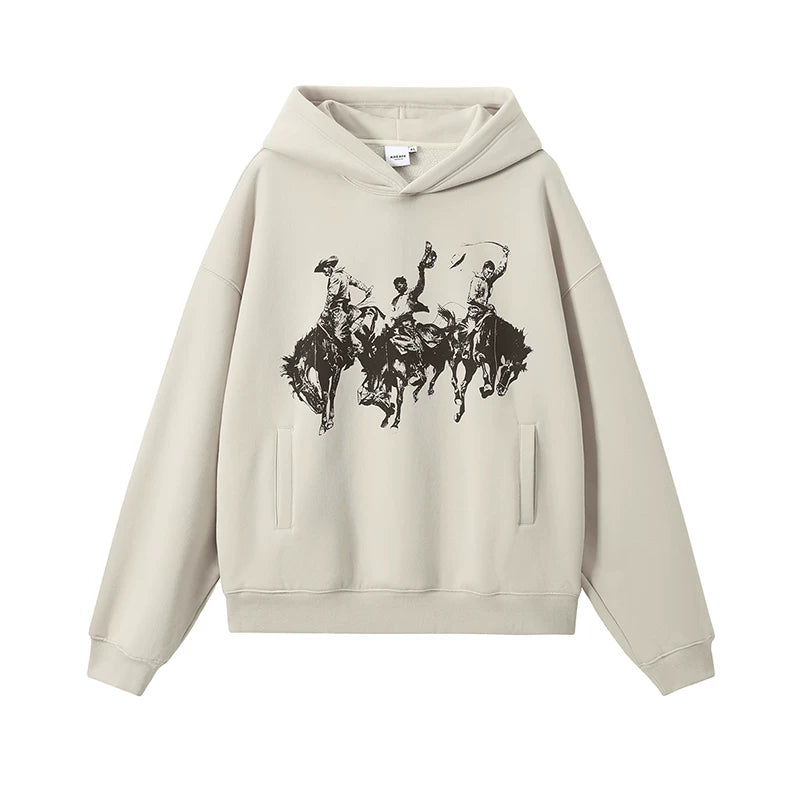 KREATE Drape Vintage Print Hooded Sweater