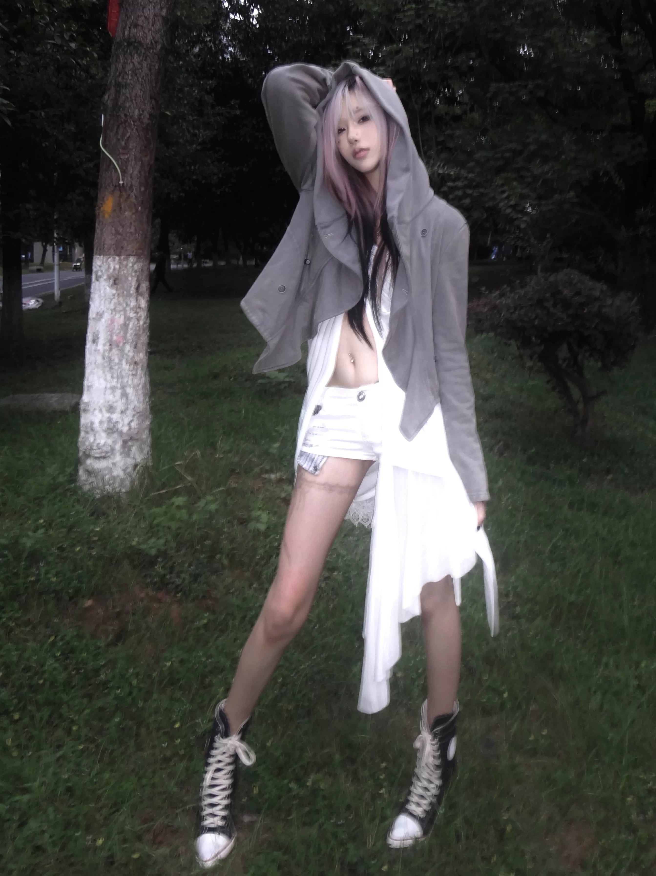 Imdelusion Washed Old Drawstring Adjustable Stacking Slim Hooded Thermal Sweater