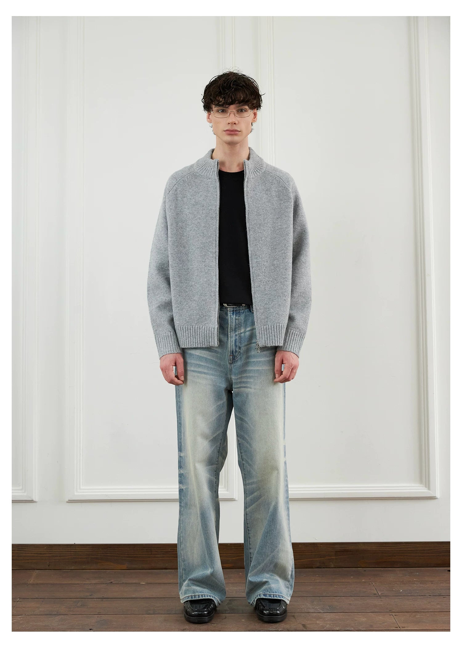 SINONOME Simple Loose Zipper Sweater
