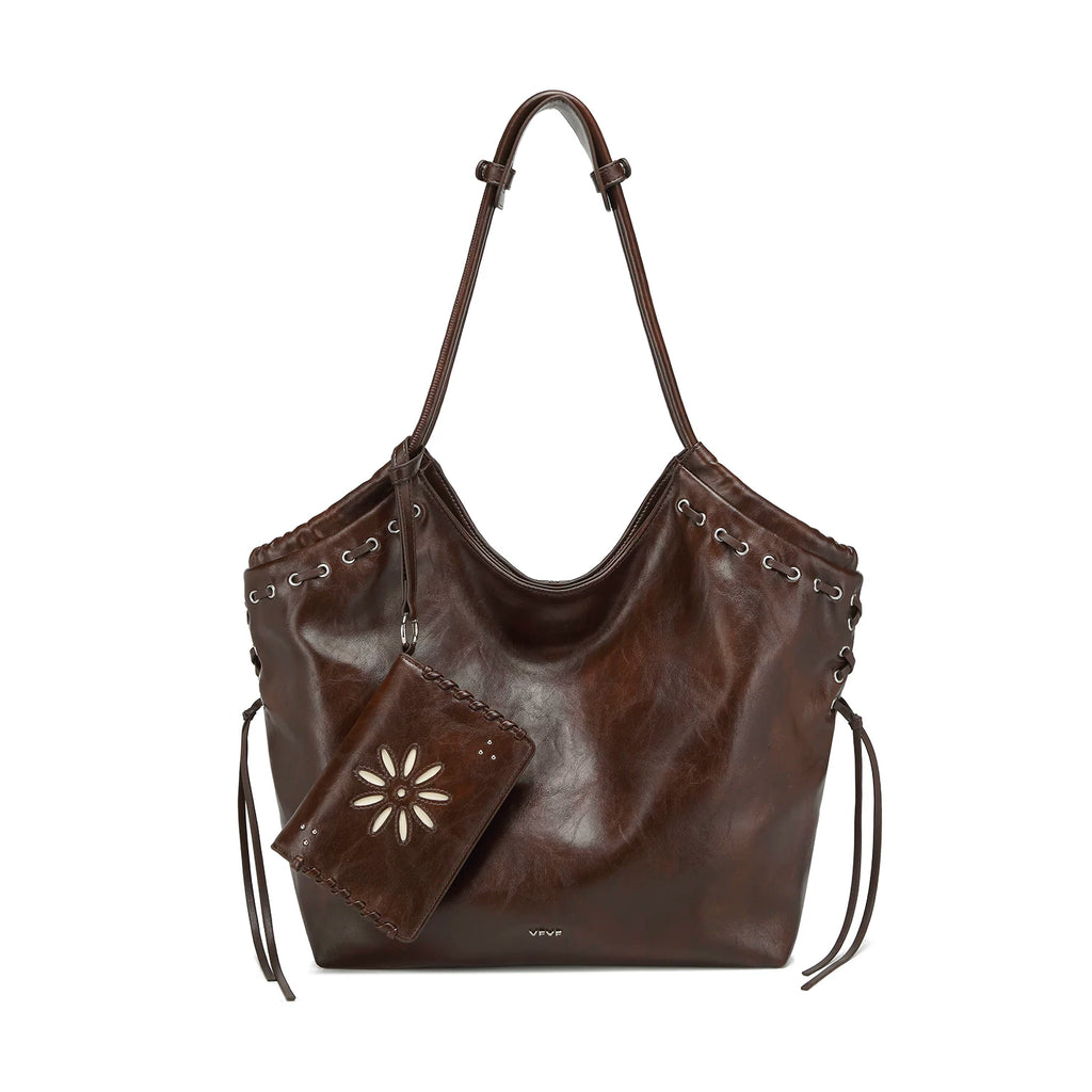 VFVF Black Woven Faux Leather Magnetic Snap Shoulder Bag