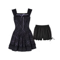 SagiDolls Plaid Wide Strap Mini Flutter Sleeve Dress Playful Slimming