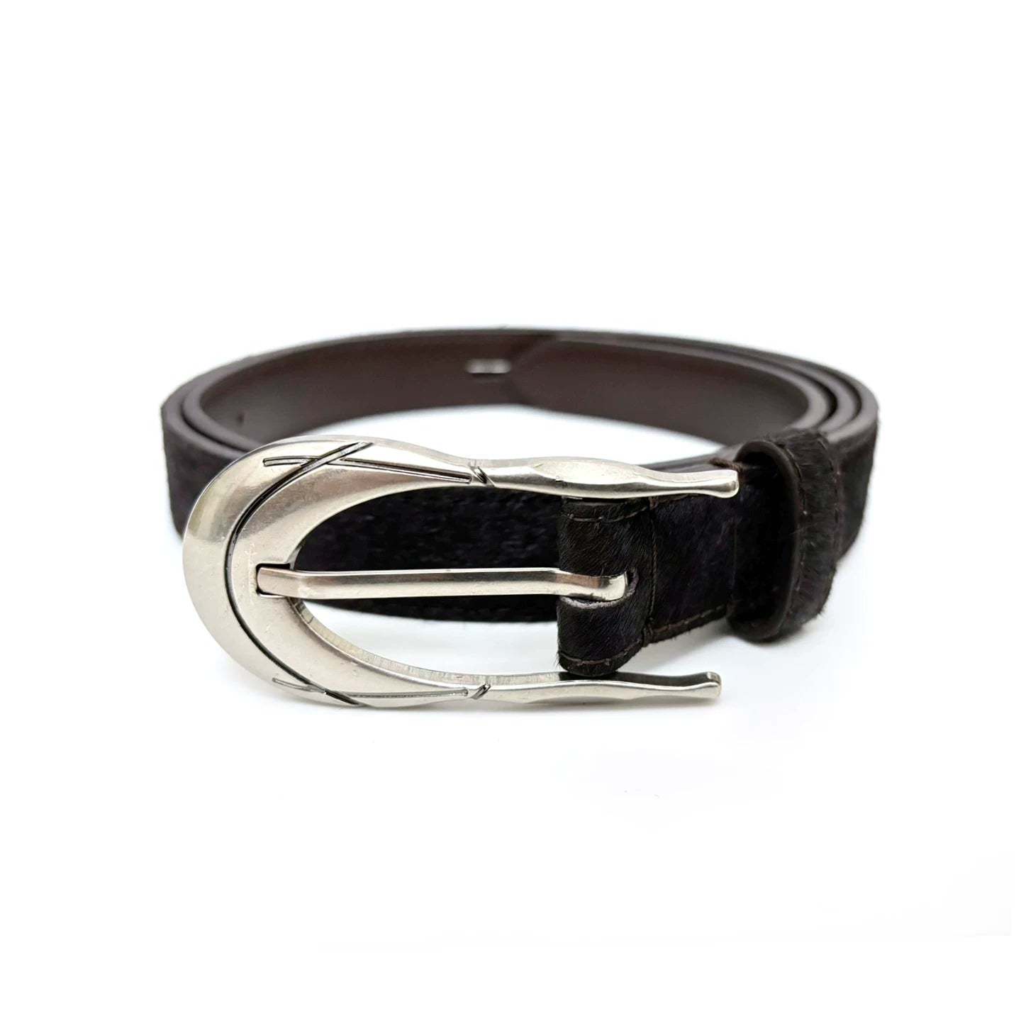 DPOL Retro Horsehair Leather Metal Belt