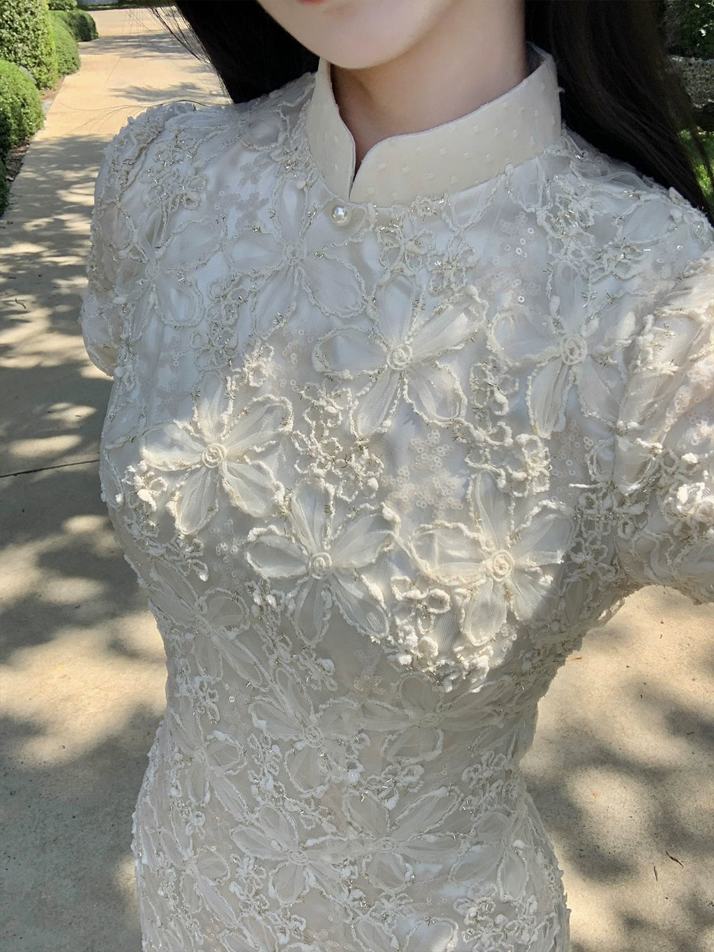 ZIHE New Chinese Rope Embroidered Cheongsam Dress