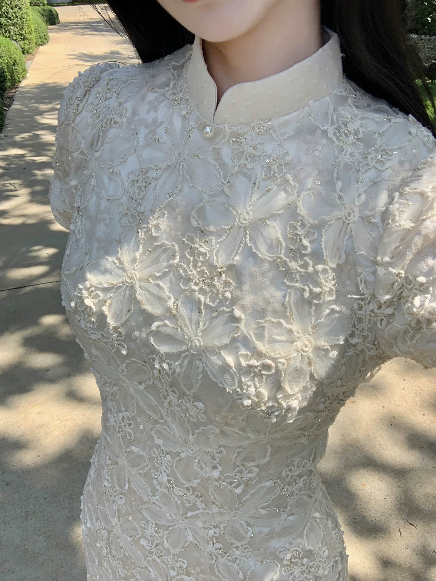 ZIHE New Chinese Rope Embroidered Cheongsam Dress