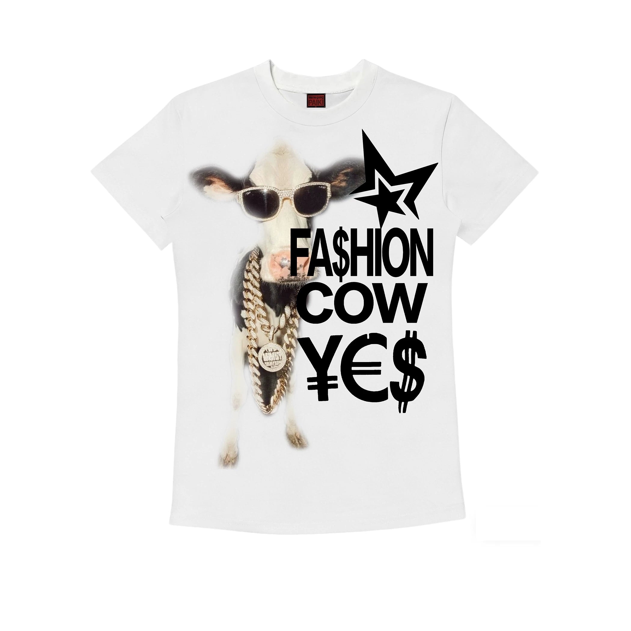PAIKI Cow Print 260g Breathable Oversized Tee