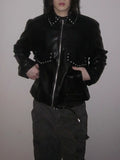 URRRGE Vintage Rivet Design Motorcycle Leather Jacket
