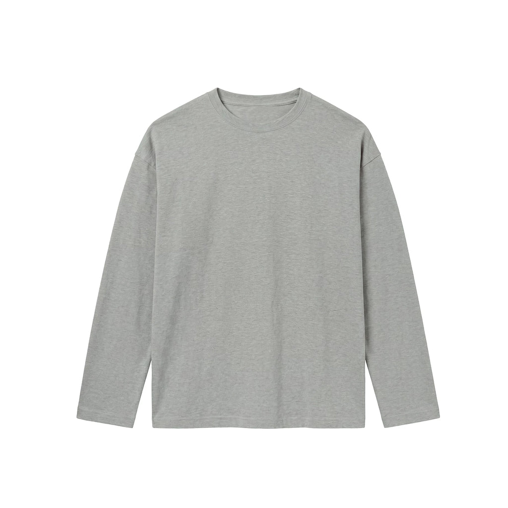 BUTTBILL Minimalist Hemp 55% Breathable Oversized Long-Sleeve Tee